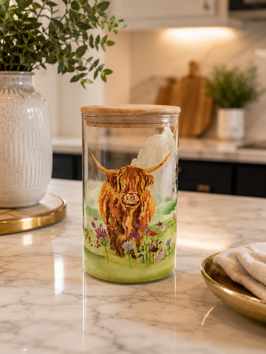 Highland Cow Glass Jar – Large
